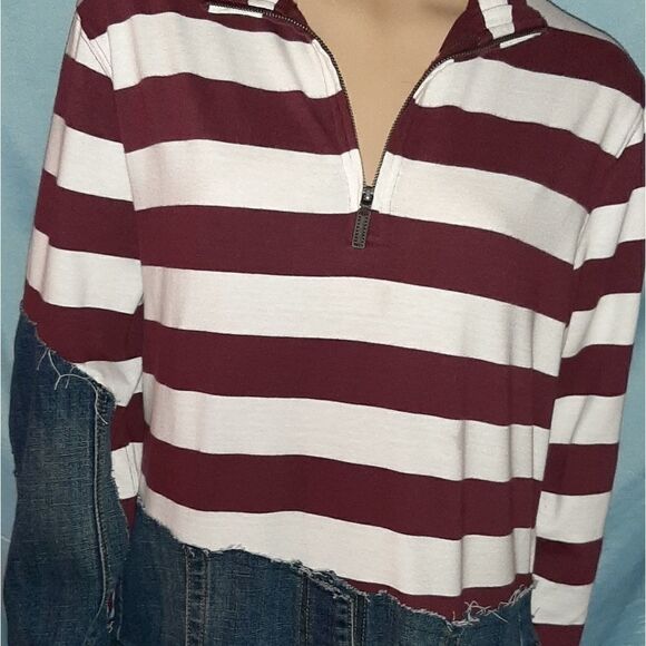 J. Crew Mercantile long sleeve denim and stripes - Picture 2 of 8